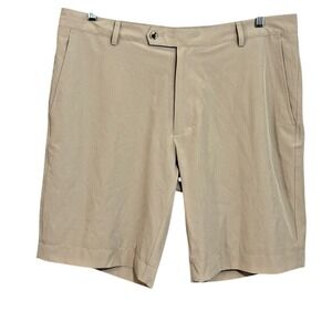 F&G Tech Mens Tan Khaki Golf Shorts Size 38 Stretch Performance Flat Front